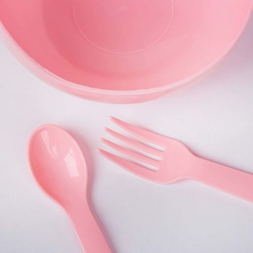 Набор детской посуды, 3 предмета: миска 250 мл, ложка, вилка, от 5 мес., цвета МИКС - Крошка я фото 6