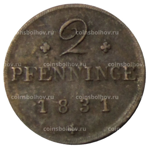 2 пфеннига 1831 года Германские государства  Мекленбург-Шверин
