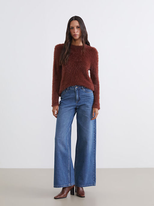 Bisiklet Yaka Kad?n Pel?? Triko Kazak