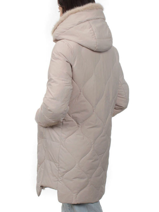 310 BEIGE Пальто зимнее стеганое женское (200 гр. холлофайбер, натуральная норка) - Fashion фото 8