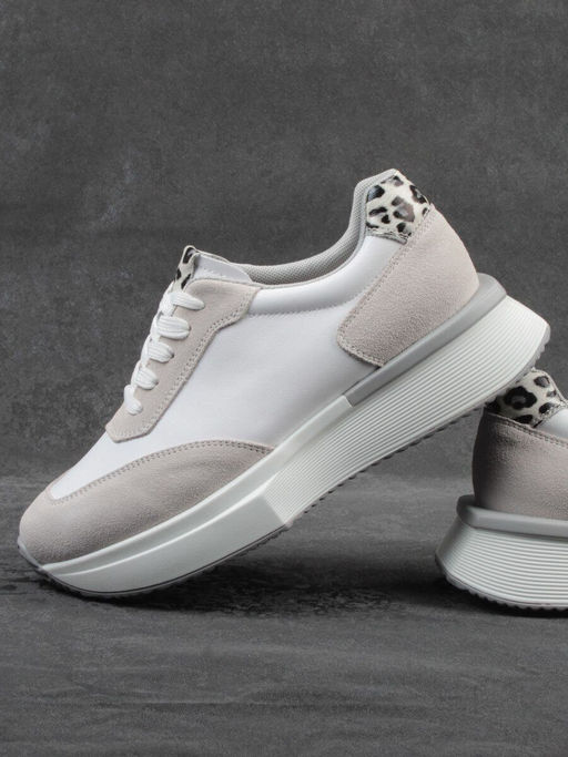 03-YG497-1 WHITE/GREY Кроссовки женские (натуральная кожа) - Фабричный китай фото 13
