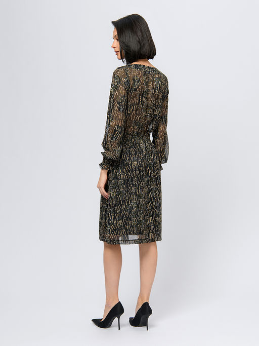 Платье черное с принтом и длинными рукавами - 1001dress фото 3