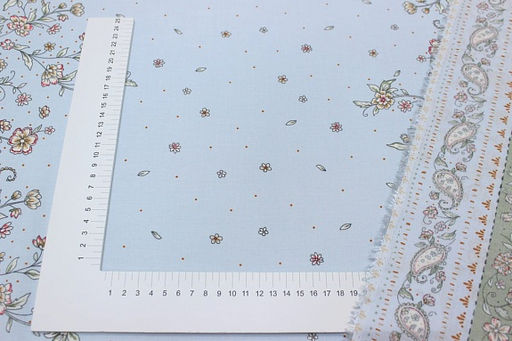 Штапель Премиум Нежные пейсли с каймой цв.голубой, СОРТ2, ш.1.45м, вискоза-100%, 120гр/м.кв - Купава фото 10