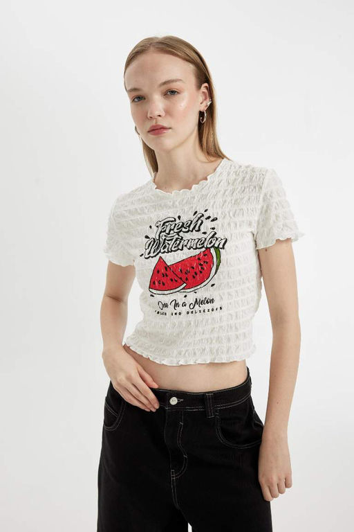 Крутая футболка с короткими рукавами и круглым вырезом с принтом Bubble - Defacto фото 7