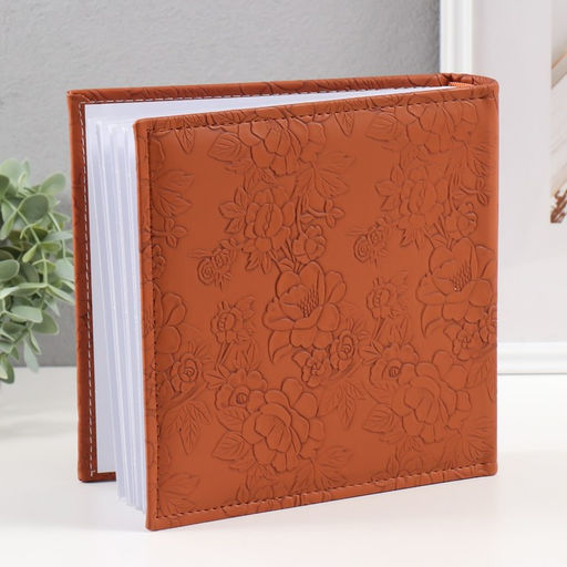 Фотоальбом на 200 фото 10×15 см кожзам «Цветочная текстура», бумажные листы, коричневый, 5×23×22 см