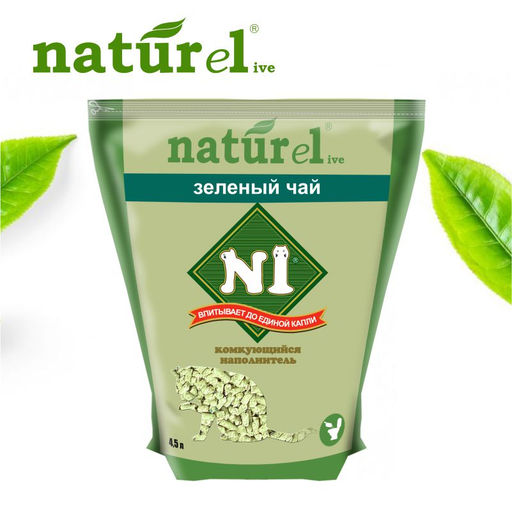 Комкующийся древесный (гималайский кедр) наполнитель Naturel "Зеленый чай" на 4,5 л
