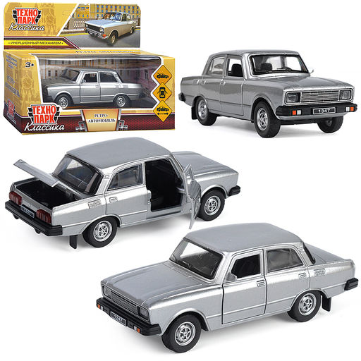 Машина металл АЗЛК "Москвич-2140sl", дл 12,5 см, (дв, баг, серебр) инерц., в коробке