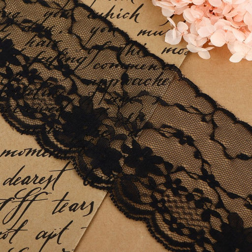 Цена за 3 шт. Кружево капроновое, 90 мм, 3±0.5 м, цвет чёрный