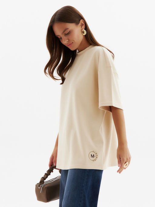 Футболка женская MINAKU, over size (44-48), бежевая