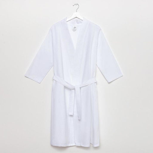 Халат вафельный женский Экономь и Я рукав 3/4 цвет белый размер 50-52, 100% хлопок, 200 г/м²