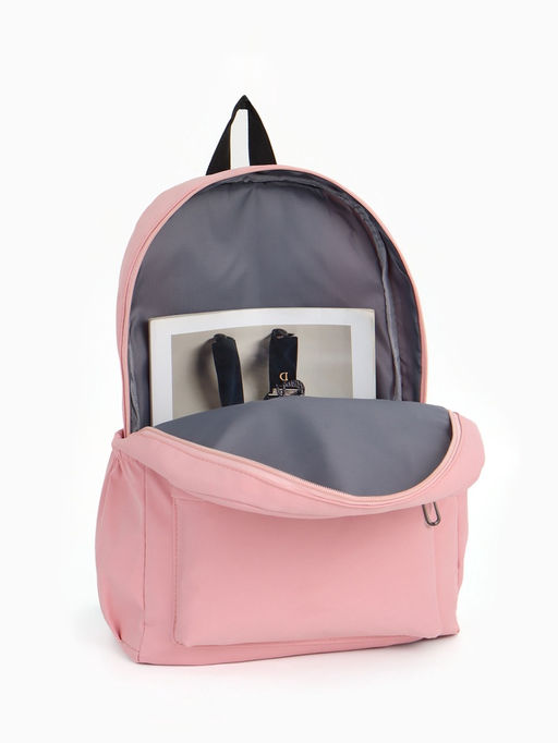Рюкзак школьный на молнии, с карманами, с принтом, размер 30?12?43 см, розовый