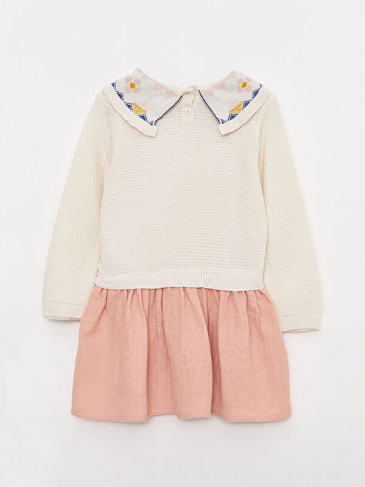 Bebe Yaka Uzun Kollu Nak?? Detayl? K?z Bebek Elbise - Waikiki фото 2