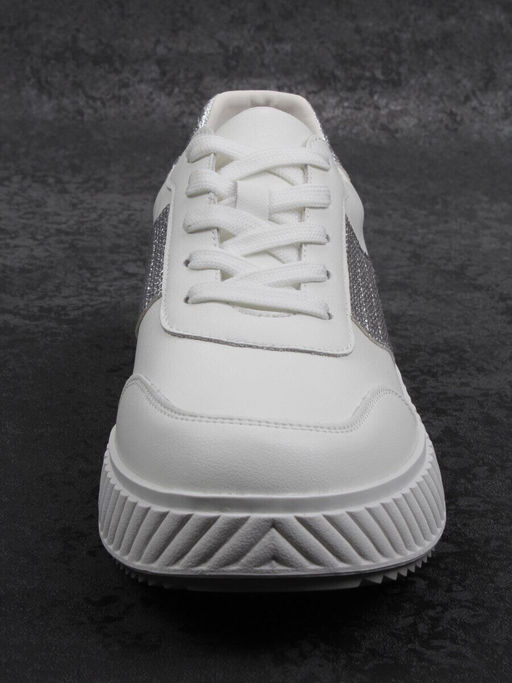 03-A1018-9 WHITE/SILVER Кроссовки женские (натуральная кожа)