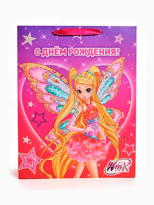 Пакет подарочный детский Winx, L 31×40×11.5 см