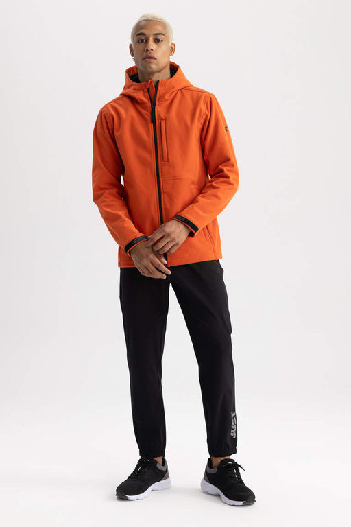 Водоотталкивающее пальто из софтшелла с капюшоном стандартной посадки DeFactoFit  фото 2