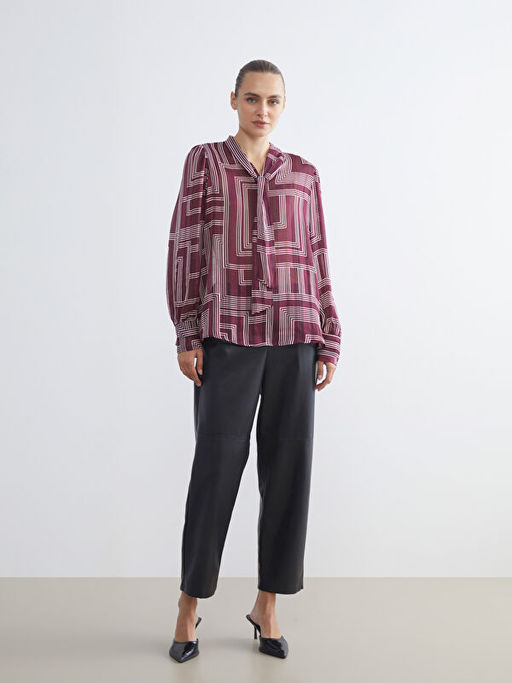 Beli Lastikli Kad?n Deri G?r?n?ml? Pantolon