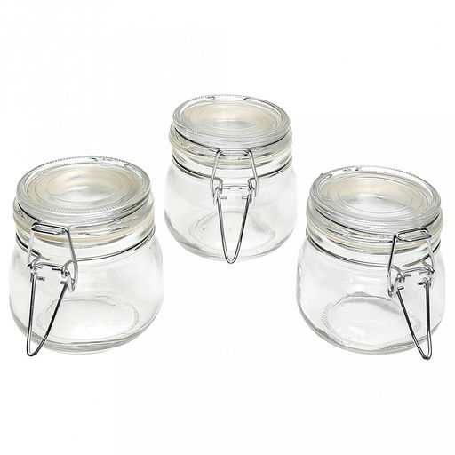 Банка стеклянная с бугельным замком Нева 0,15л, д7,5см h7,2см, д/горла 6см, крышка с силиконовым уплотнителем (д/основания 5см), набор 3 штуки (Китай)