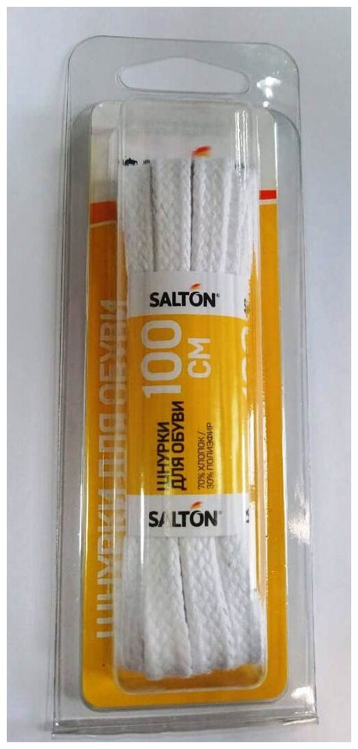 Salton Sport Шнурки для обуви с пропиткой 100 см плоские белые фото 4