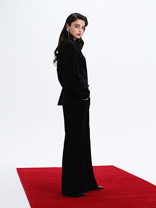 Geni? Pa?a Kad?n Kadife Pantolon