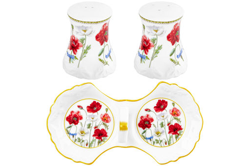 Набор д/специй 2 пр.  Маки 16,5*9*7,5 см на подставке NEW BONE CHINA - Elan gallery фото 7