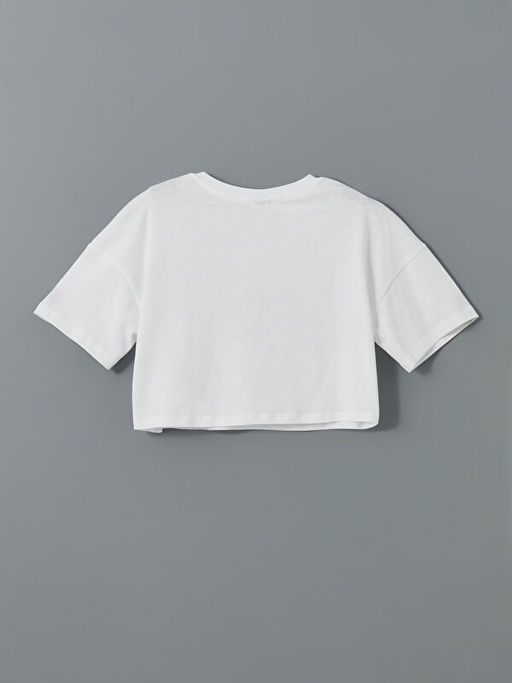 Bisiklet Yaka K?z ?ocuk Crop Ti??rt