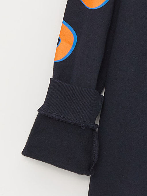 Bask?l? Uzun Kollu Erkek ?ocuk Hoodie - Waikiki фото 3