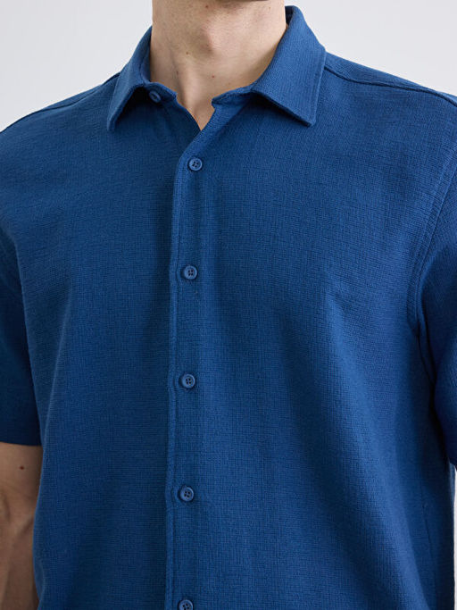 Regular Fit Keten G?r?n?ml? Erkek G?mlek