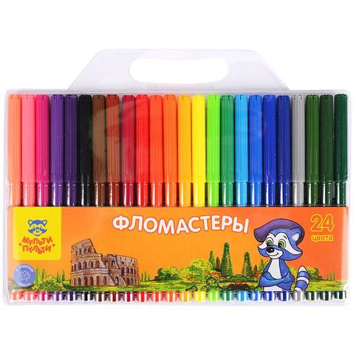 Фломастеры Мульти-Пульти "Енот в Италии" 24цв. (WP_10730) смываемые