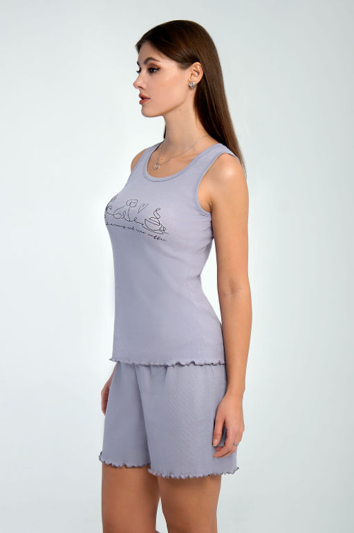 Арт. 9156/1 Пижама с шортами 42-50 (5 шт) Цвет:верх-сиреневый,низ-сиреневый - Калинка фото 4