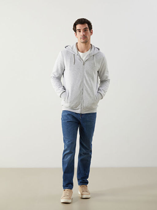 Kap??onlu Uzun Kollu Erkek Fermuarl? Sweatshirt