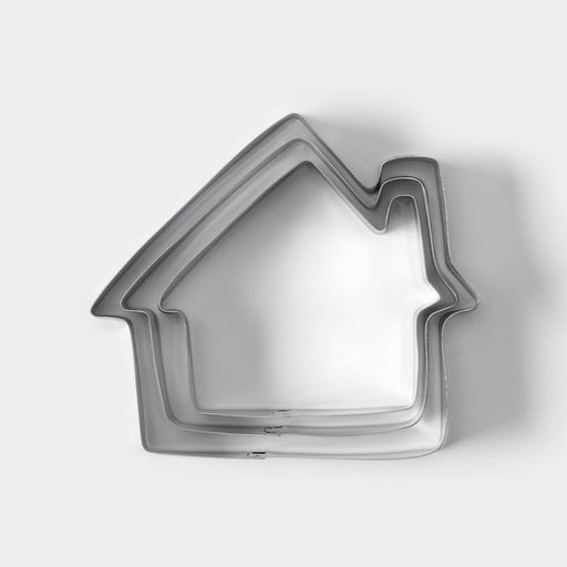 Формы для печенья Доляна «Дом», набор 3 шт., 7×6.5×1.5 см, металл, серебристые