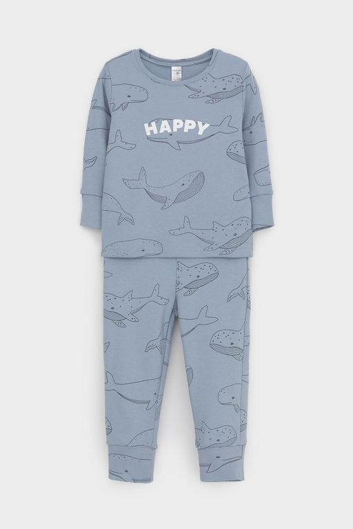 К 1621/пыльно-синий,большие киты пижама д/дет яс