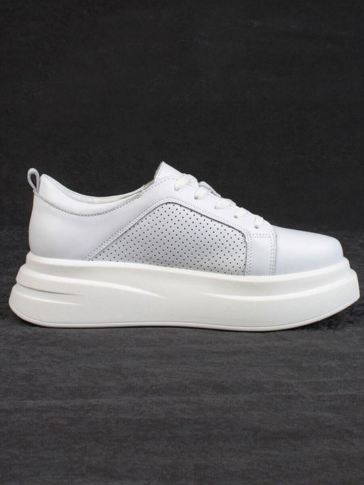 05-PDE36-1 WHITE Кроссовки женские (натуральная кожа)