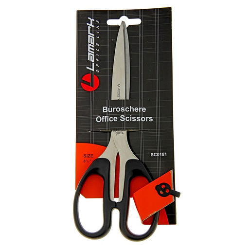 Ножницы 20.3 см Lamark, удобные пластиковые ручки, на бумажном держателе