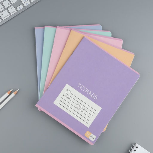 Тетрадь 24 листов в клетку Цветные обложки, обложка мелованный картон, 5 видов МИКС - Artfox study фото 3