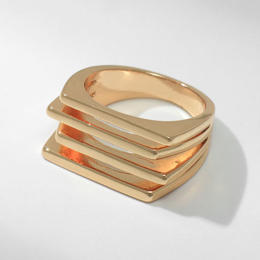 Кольцо металл Тренд полосы, цвет золото, размер 17