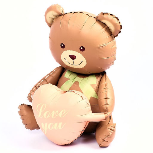 Воздушный шар фольгированный 42" «Медвежонок с сердцем», матовый, под воздух