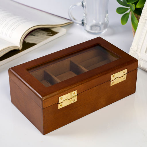 Шкатулка дерево 2 отделения под часы и бижутерию Стиль коричневая 10,5х7х19,2 см - Simaland фото 5