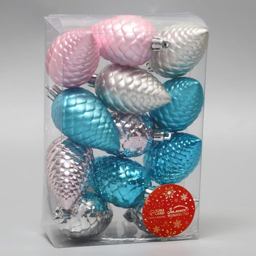 Ёлочные игрушки 12 шт. Шишка 6 см, МИКС - Зимнее волшебство фото 2