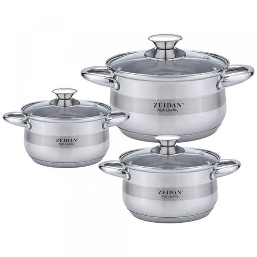 Набор посуды нерж ZEIDAN 6 пр (2л, 3л, 4л) с крыш, арт. Z-50632
