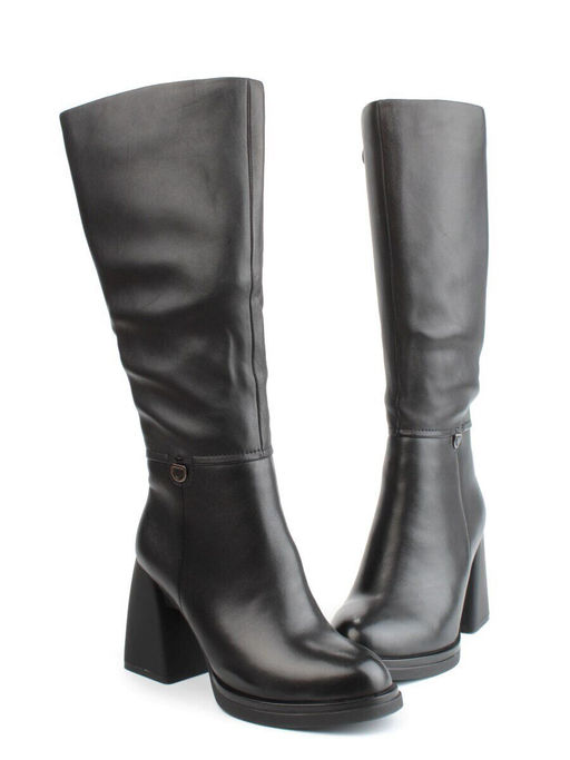 02-FN935-1M BLACK Сапоги зимние женские (натуральная кожа, байка, натуральный мех)