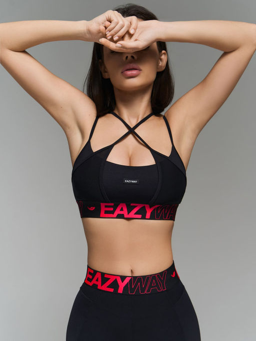 Спортивный топ-бра с двойными бретелями и вставками из сетки - Eazyway фото 6