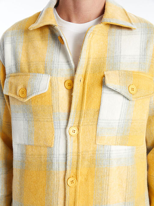 Regular Fit Uzun Kollu Ekose Erkek G?mlek Ceket