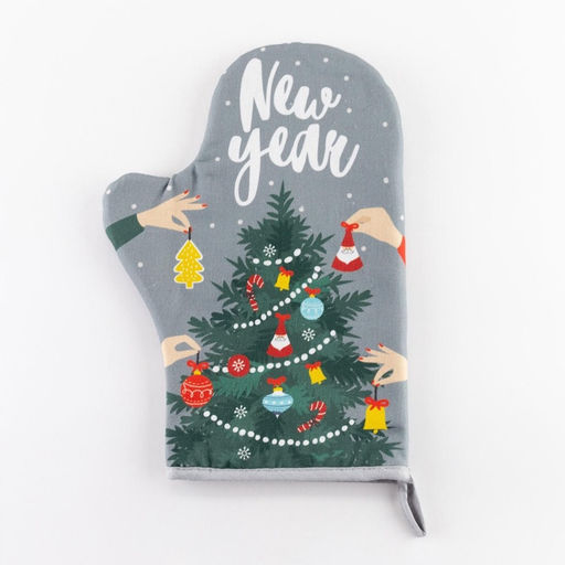 Цена за 2 шт. Варежка-прихватка New year 20×28 см, саржа, 100% хлопок, ватин 250 г/м²