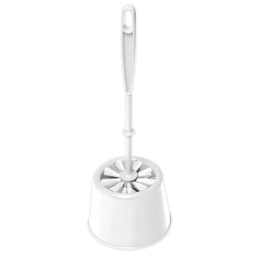 Ерш с низкой открытой подставкой "Azur" мини белый с черной щетиной