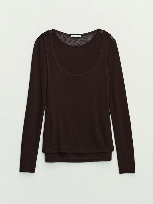 Двойной лонгслив из вискозы / Zarina  фото 9