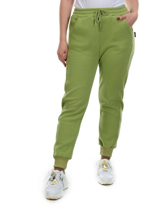 02 GREEN Брюки спортивные женские на флисе (100% хлопок) 7986 - Фабричный китай фото 7