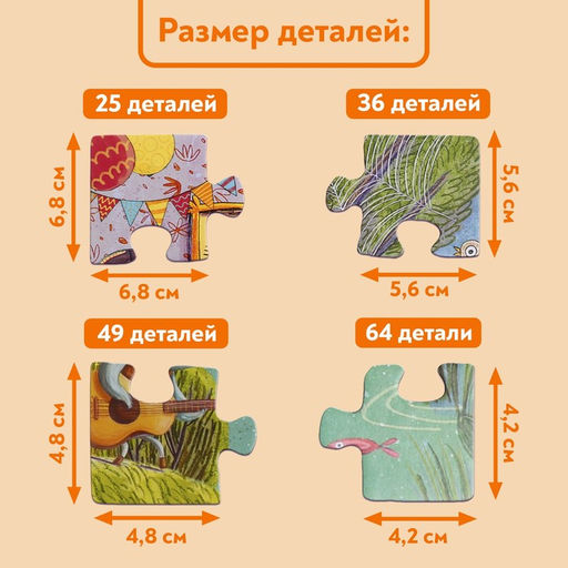 Цена за 4 шт. Пазлы 4 в 1 «Чудесный день», 25, 36, 49, 64 элемента