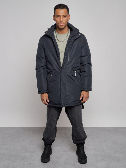 Парка мужская зимняя удлиненная молодежная темно-синего цвета 8302TS - Wonderrman фото 10