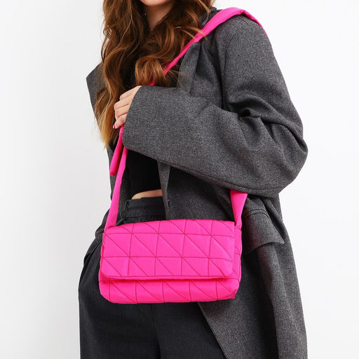 Сумка стеганная на плечо, 25*14 х 14*6 см см, отдел на молнии, цвет красный - Nazamok фото 2